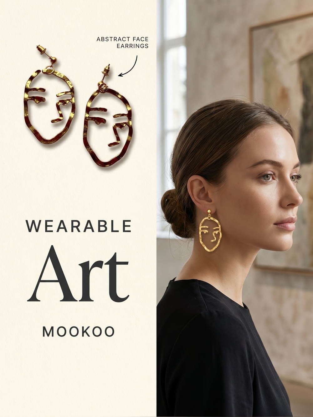 MooKoo Abstract Art Face Earrings